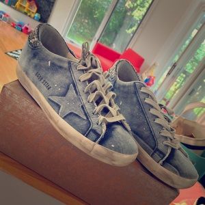 Hard to find Bleached Denim sparkle Golden Goose